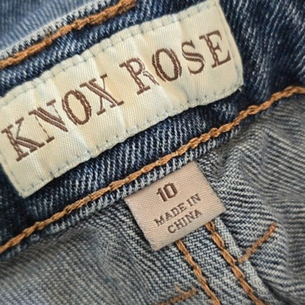 Knox Rose Women's Boyfriend Barrel Jeans Size 10 Blue Denim Rainbow Embroidered - Picture 9 of 12
